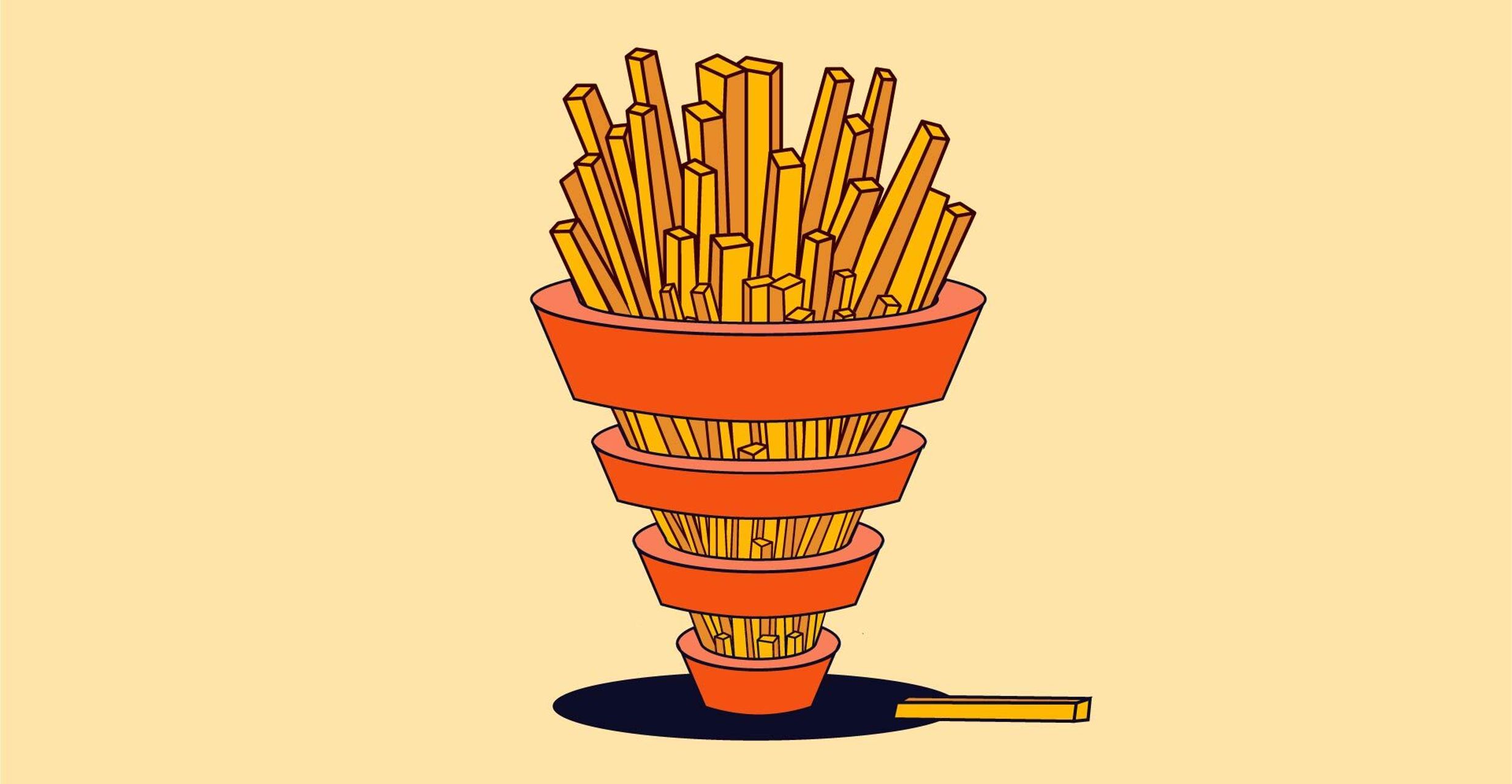 Graphic shows a three-ringed funnel filled with McDonald's french fries