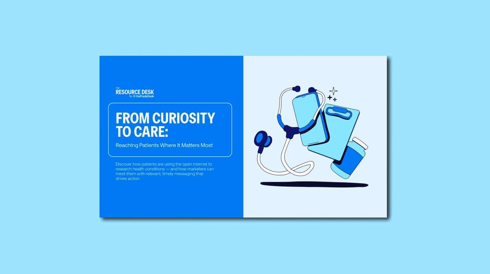 Blue graphic of Resource Desk Patient Health Guide