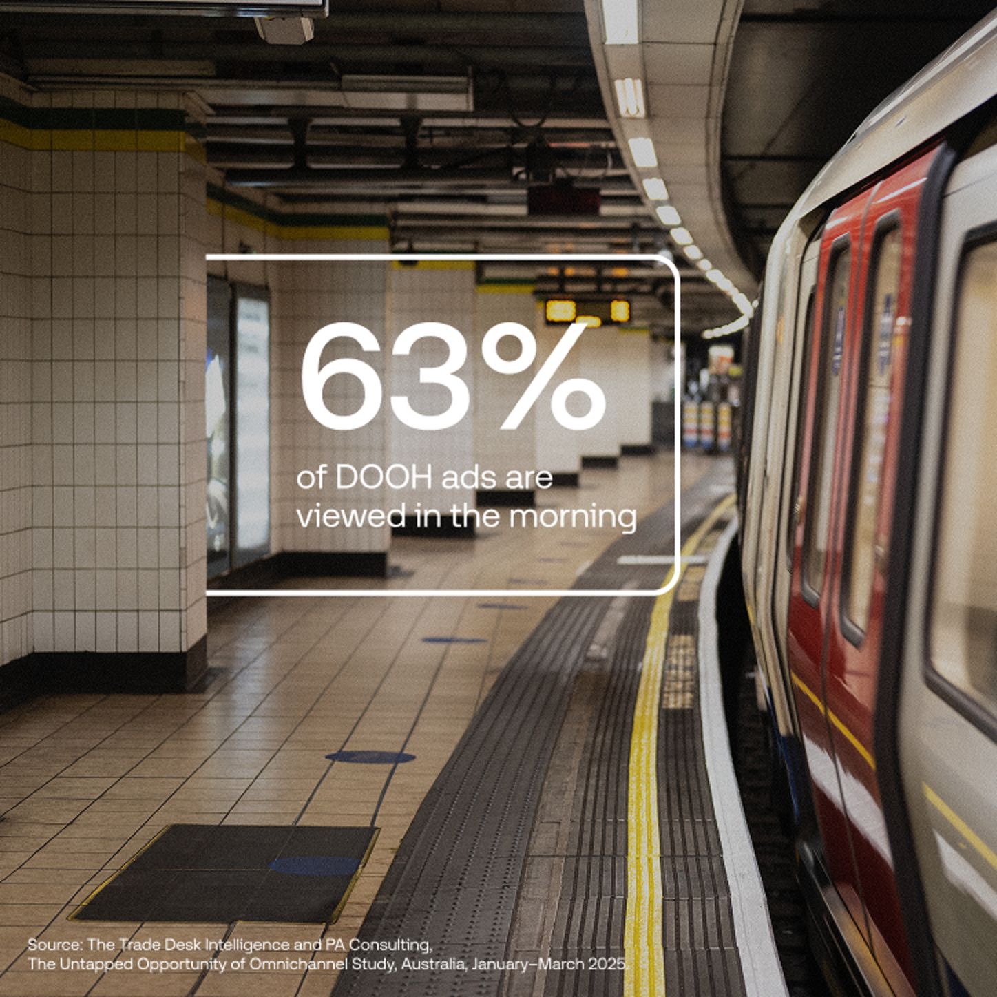 Hombre en transporte público viendo un anuncio digital