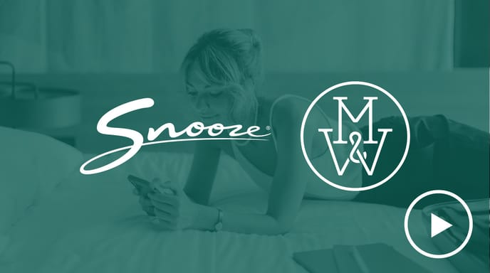 Snooze x Match & Wood logos against a green background