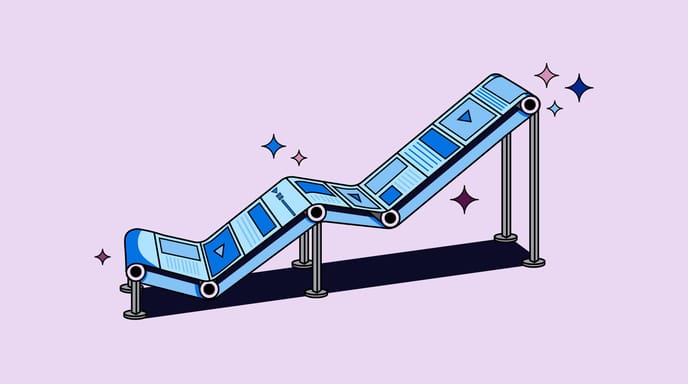 Graphic of a blue object representing AI transparency on a purple background for The Trade Desk