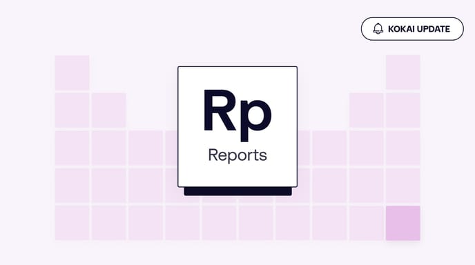 Purple graphic representing Reports in Kokai - The Trade Desk