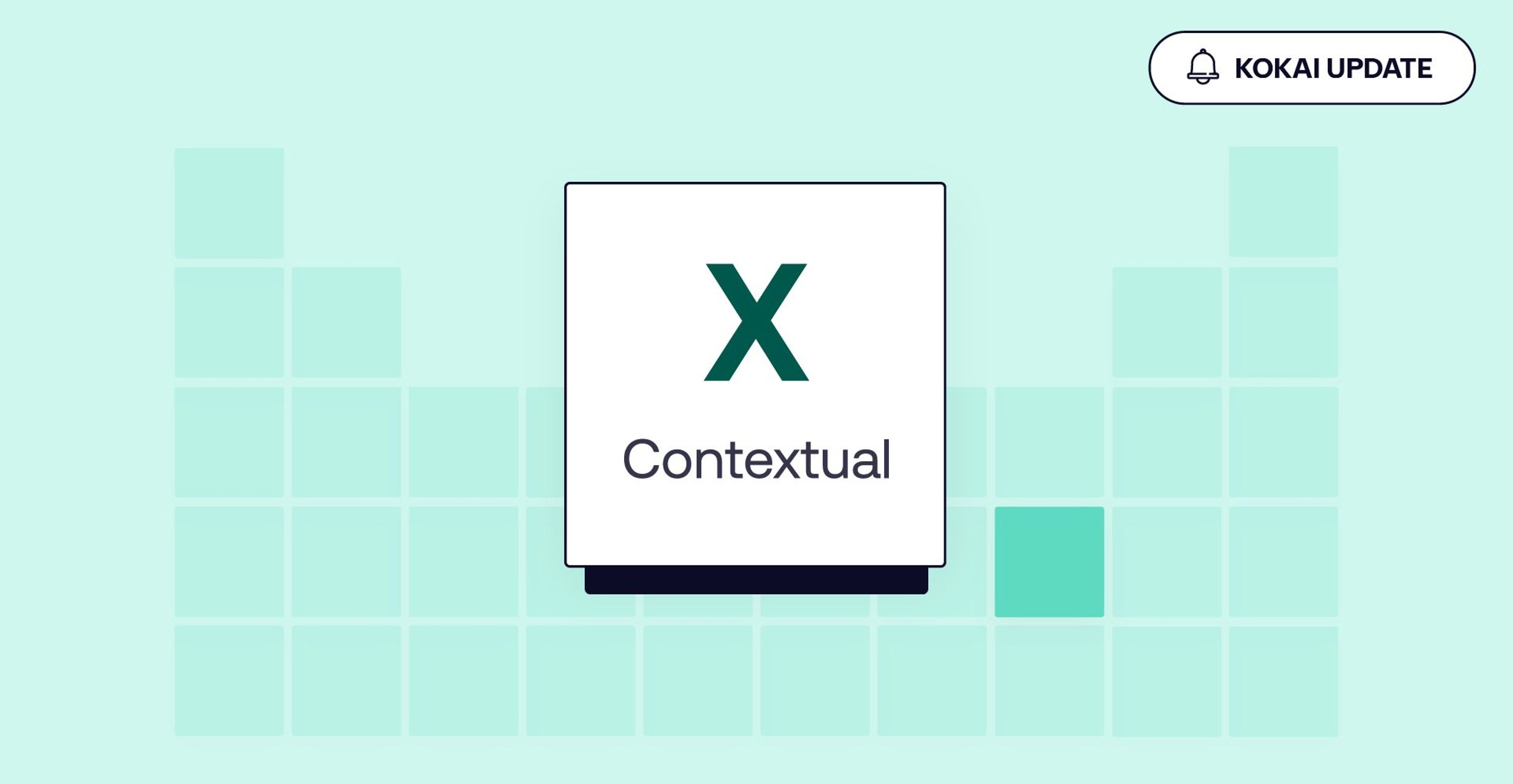 Green graphic with "X Contextual" tile from The Trade Desk platform and an icon in the top corner that reads "Kokai Update"