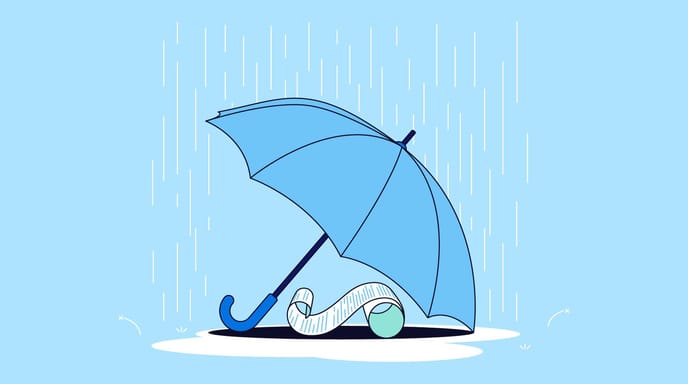 Raining on umbrella with receipt no logo