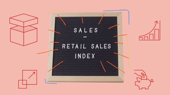 A letter board reads "Sales – Retail Sales Index"