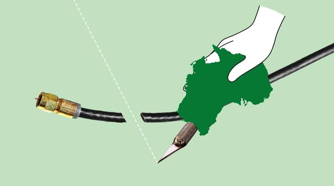 Graphic of a hand hold Australia that is cutting a CTV cord