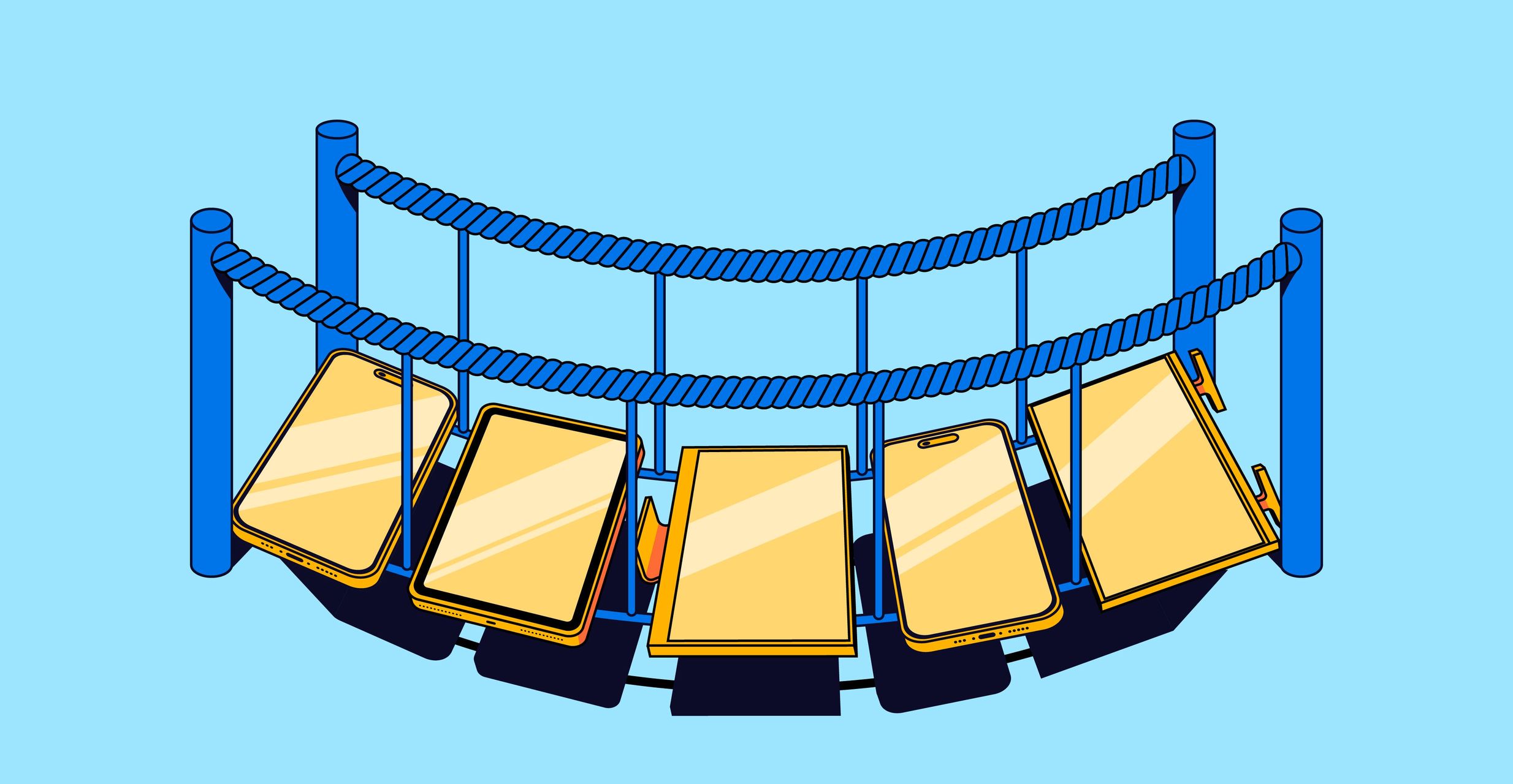 Graphic for Bell Media x The Resource Desk article - 5 gold devices surrounded by ropes