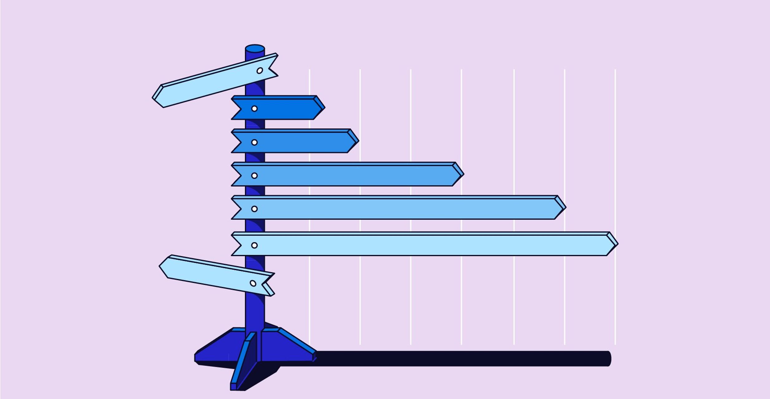 Purple graphic of a blue street sign to represent how to improve your MMM's