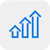 Blue upward bar chart icon symbolizing growth, progress, and business success