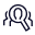 An icon showing a magnifying glass focusing on a person among a group.