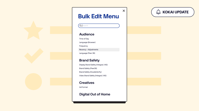 Yellow graphic to represent the new search capabilities in Kokai - The Trade Desk